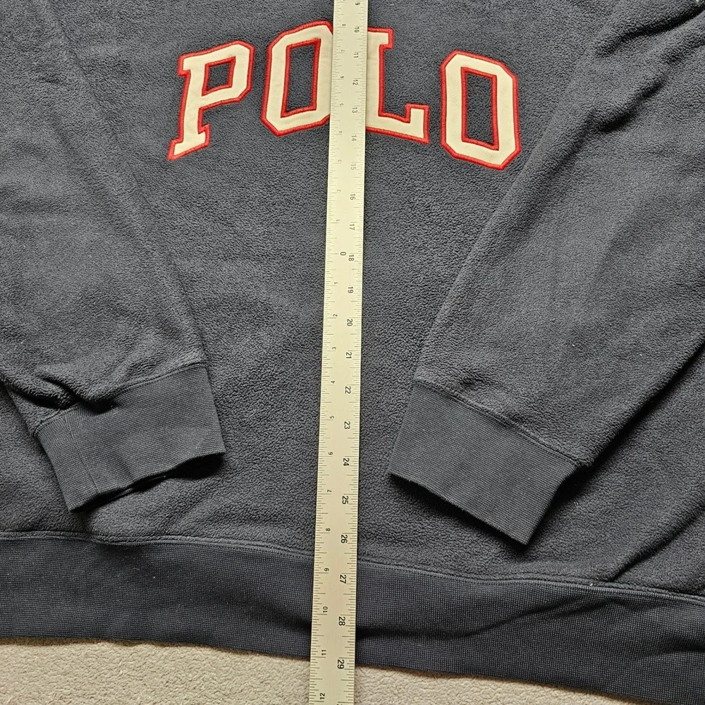 Polo Ralph Lauren Fleece Sweatshirt Mens 2XB Navy USA Flag Patch Quarter Zip